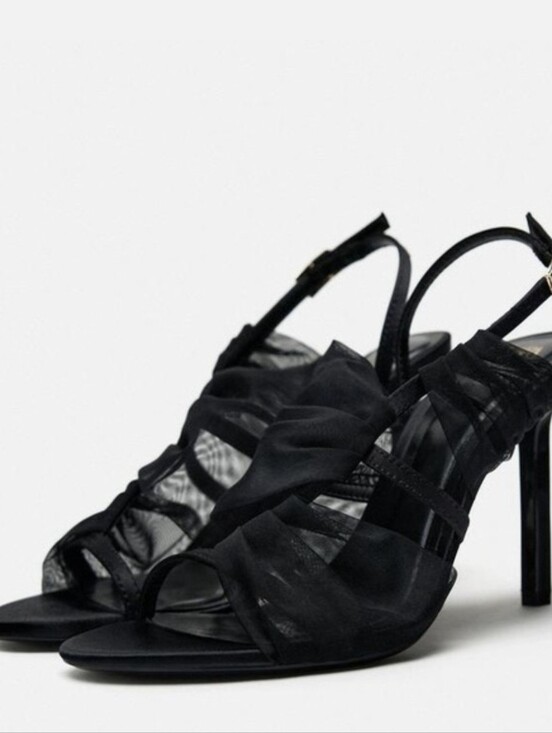 Zara Shoes - Sz 6.5 ZARA HIGH HEELED FABRIC SANDALS Black